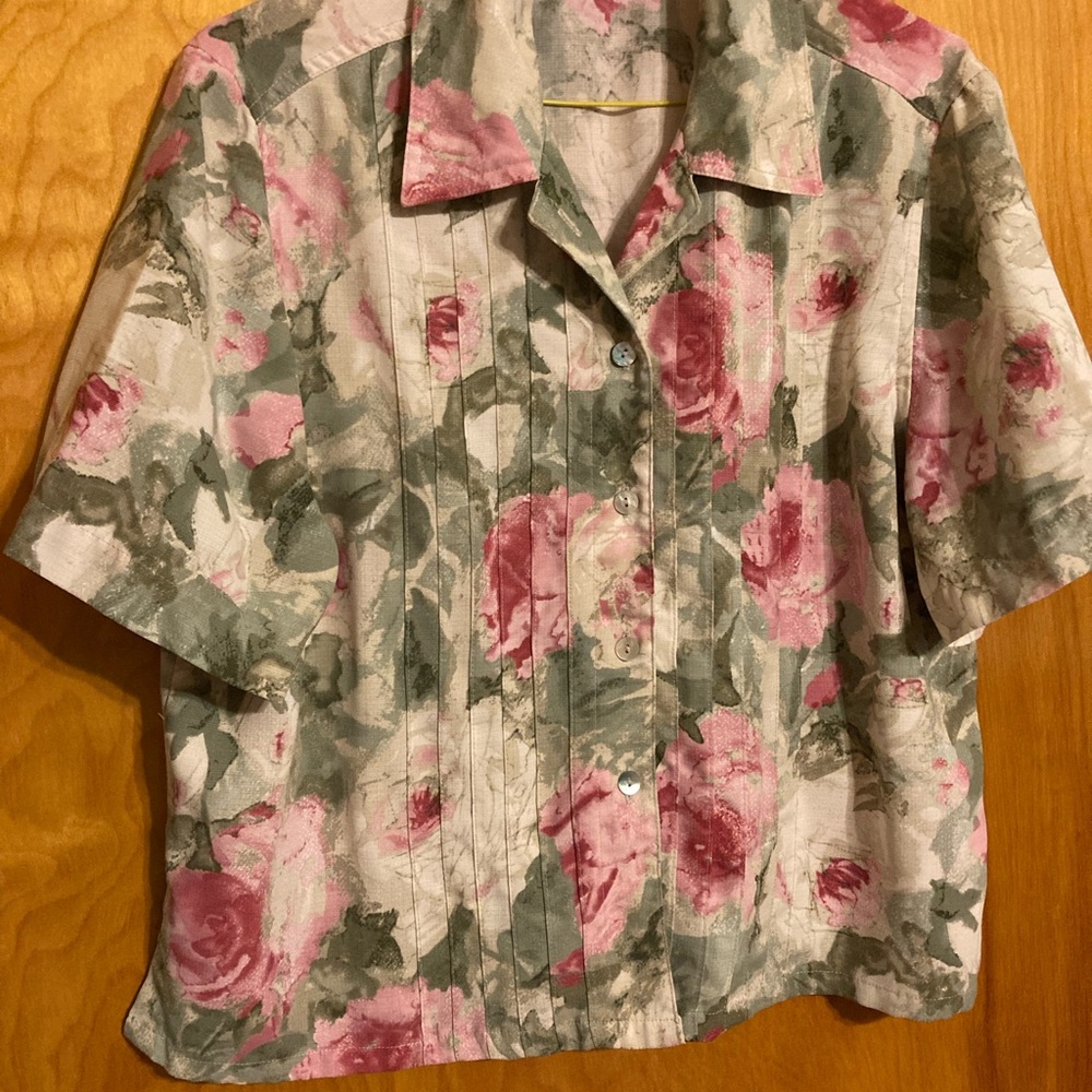 Koret Pink and Green Abstract Shirt